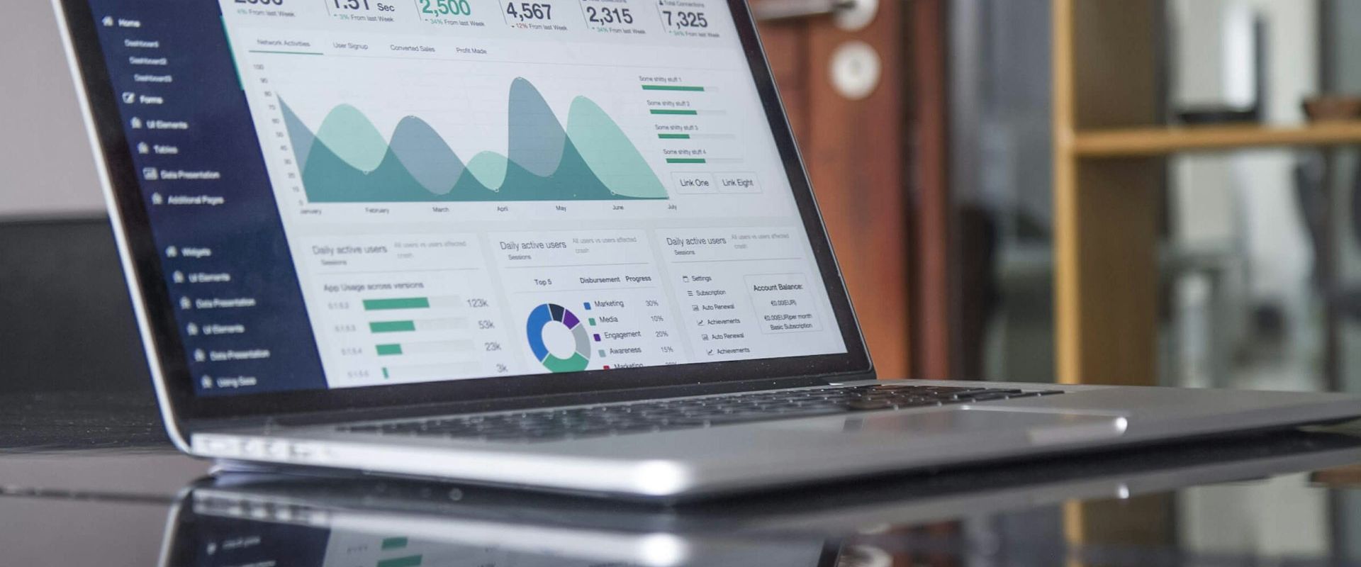 Business analytics dashboard representing investor relations and financial communications