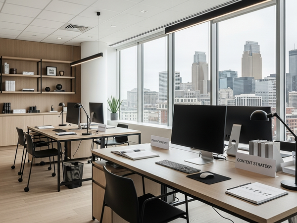 Scandinavian-inspired content marketing office in Minneapolis