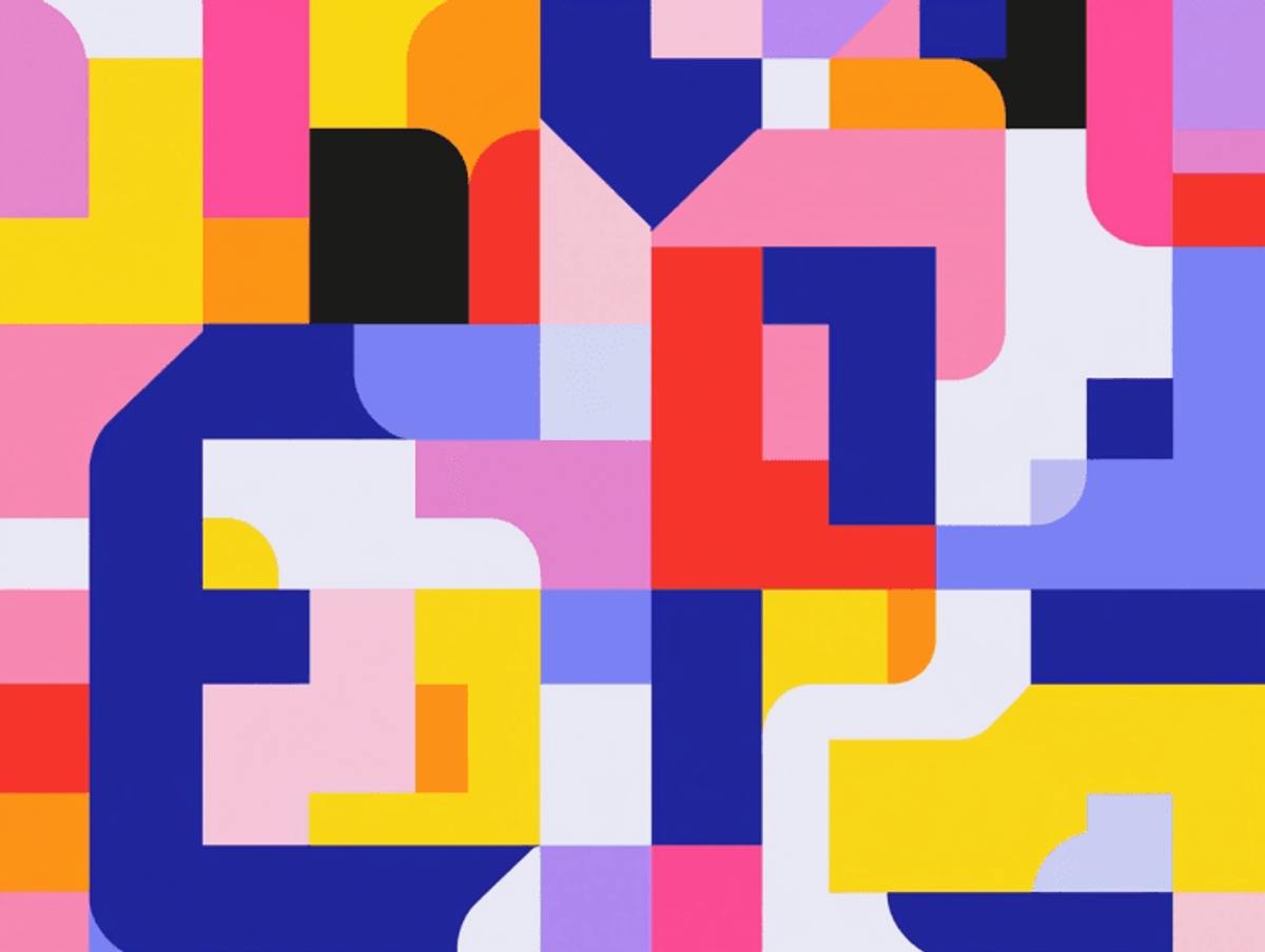 Colorful geometric abstract art with vibrant shapes.