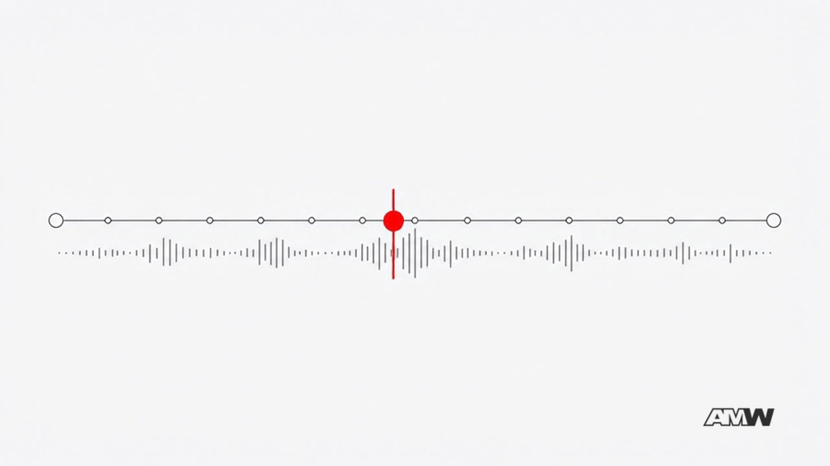 A call recording's scrubber bar with several timestamp markers, one highlighted, showing where a concern was raised.