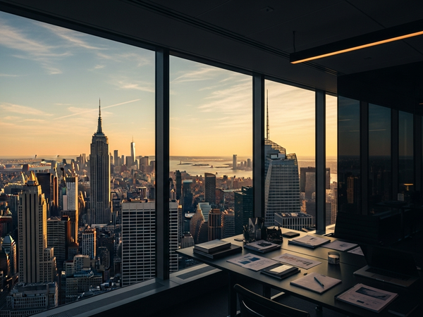 Manhattan content marketing office with iconic NYC skyline view