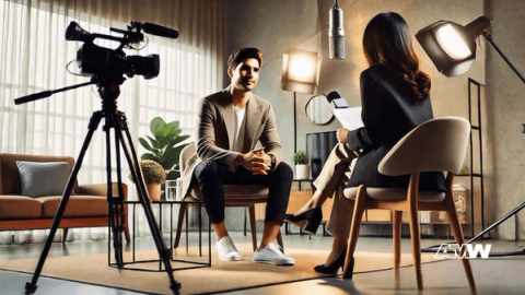 Marketing team discussing how an interview on tv can build your personal brand