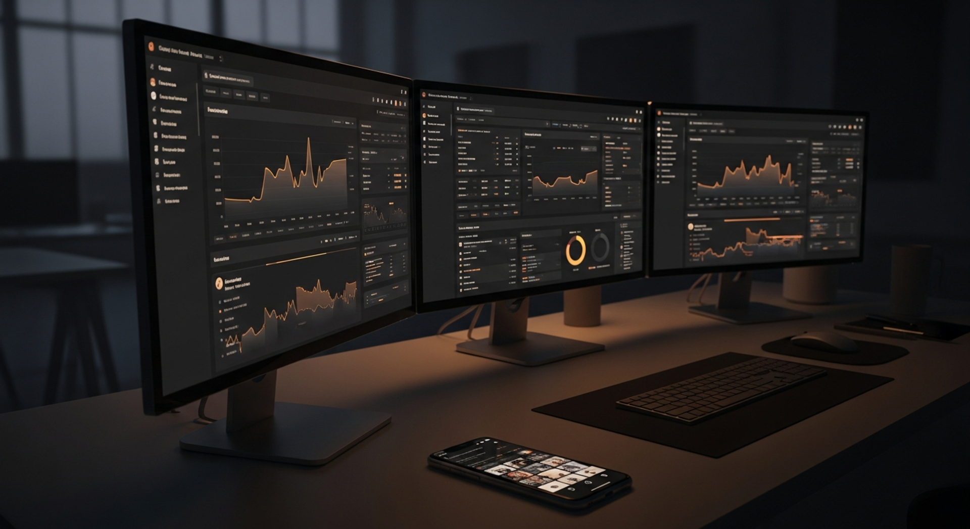 Social media management analytics dashboard and content creation workspace