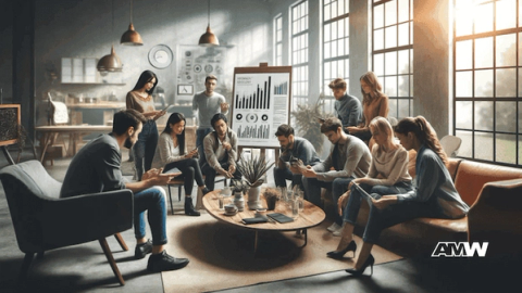 Marketing team discussing measuring the roi of influencer marketing campaigns