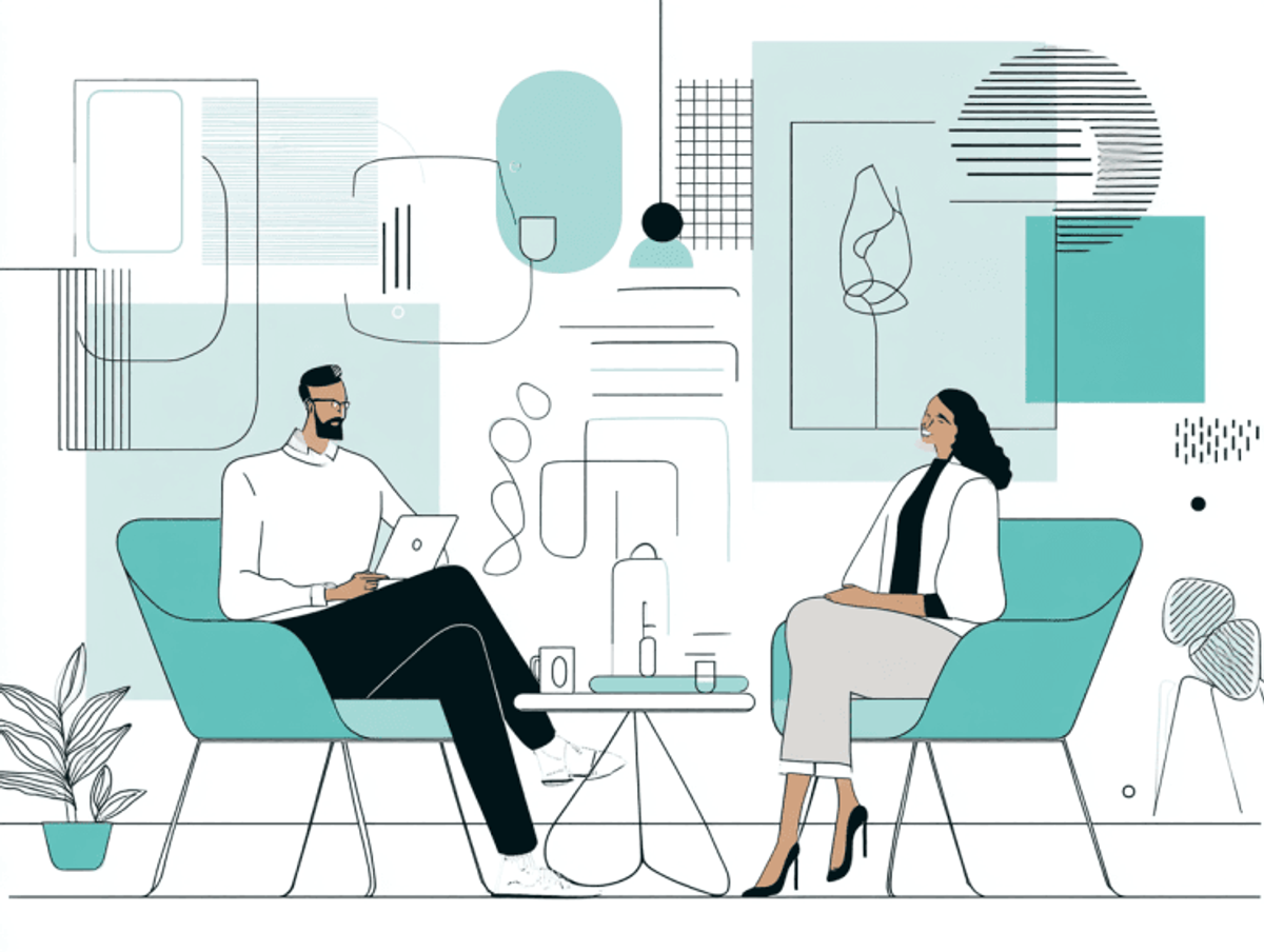 Abstract illustration: business meeting in modern office