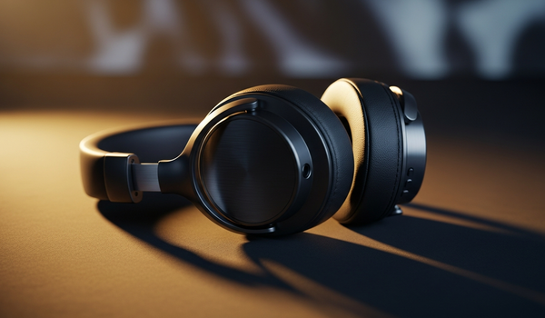 Premium headphones on dark surface with dramatic lighting - music streaming statistics