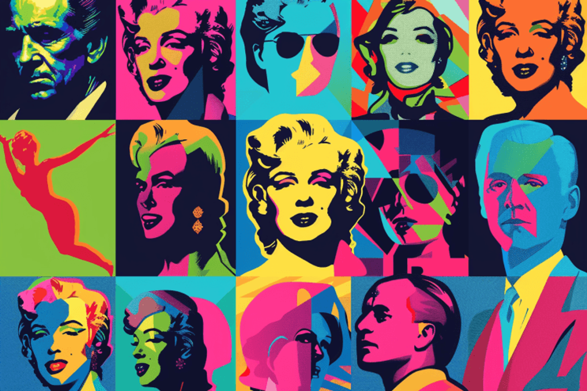 Colorful pop art portraits of iconic figures