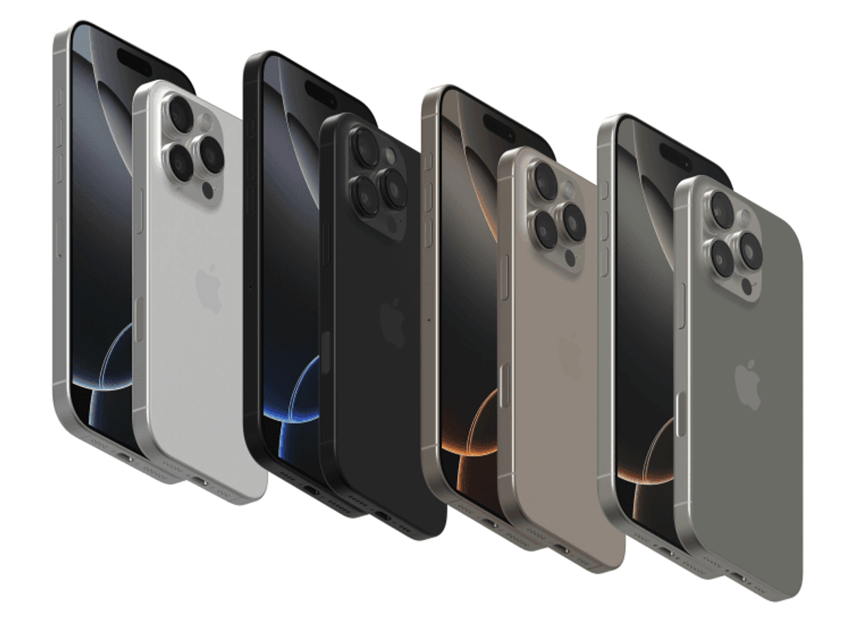 Four smartphones in different colors displayed.