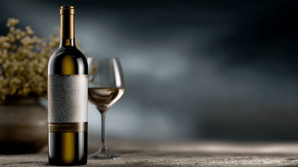 Elegant wine bottle with blurred background