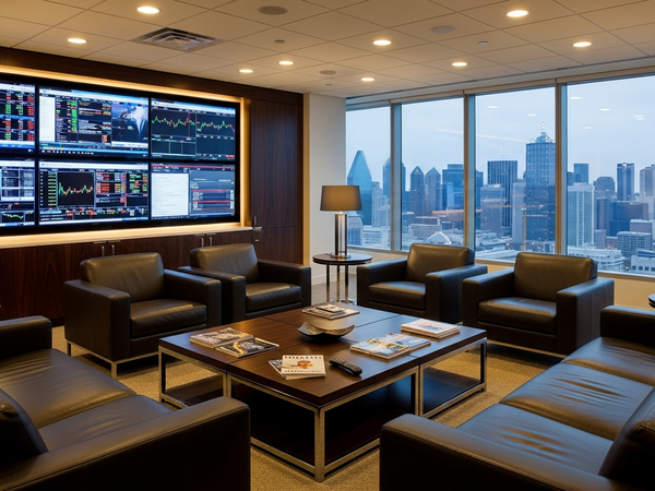 Executive suite with Dallas skyline views for corporate investor strategy