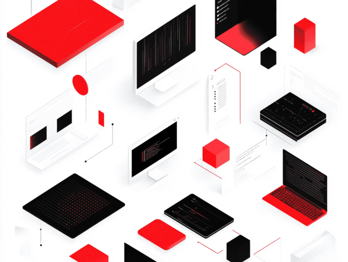 Digital devices and software in futuristic design