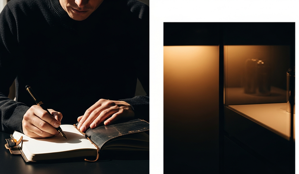 Split composition representing AI content writers vs human content writers