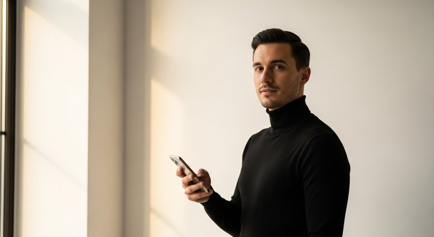 Creative professional with smartphone in natural light - social media marketing statistics