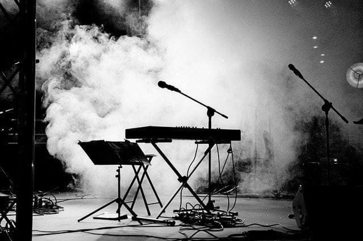 concert, microphone, bandstand, company, musician, performers, performing, right people