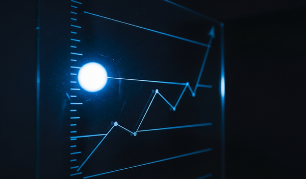 Backlit glass growth chart with upward trends — comparing growth marketing and traditional marketing agency approaches