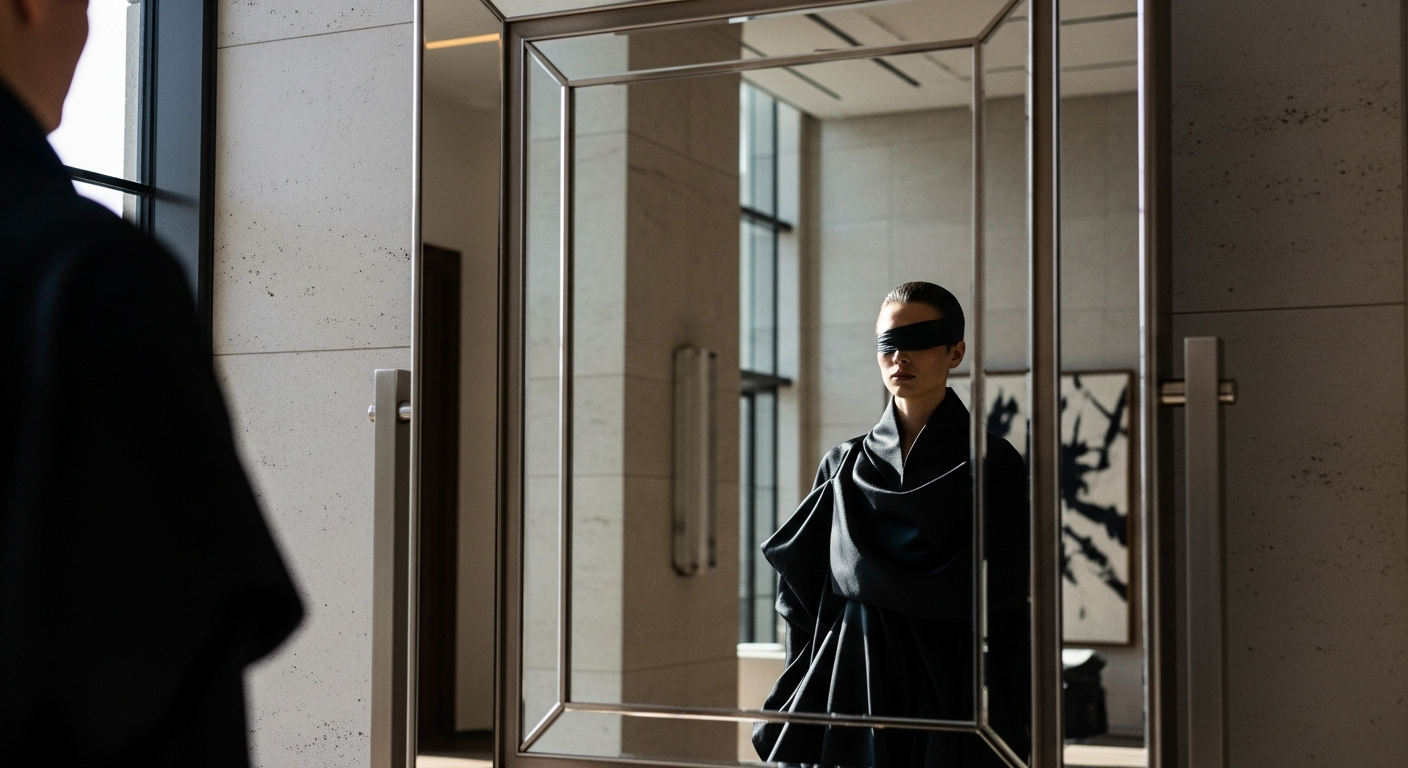 Editorial portrait reflected in mirror