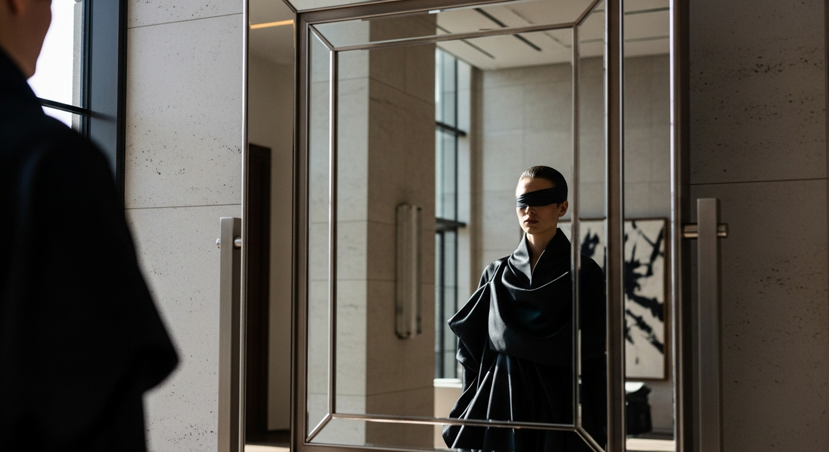 Editorial portrait reflected in mirror