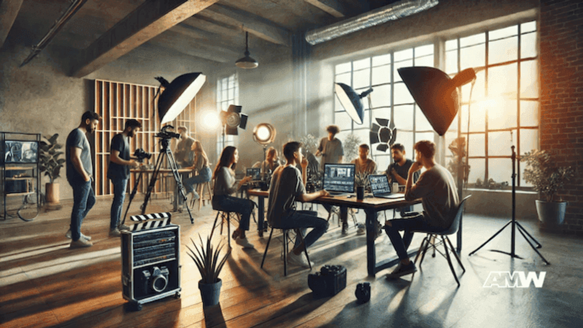 Team collaborating in a photography studio