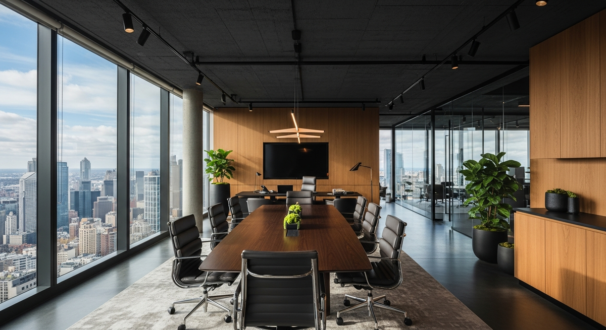 Luxury modern marketing office with city view
