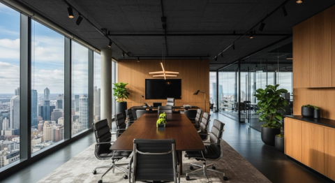 Luxury modern marketing office with city view