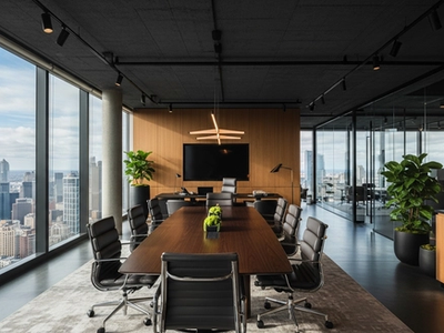 Luxury modern marketing office with city view