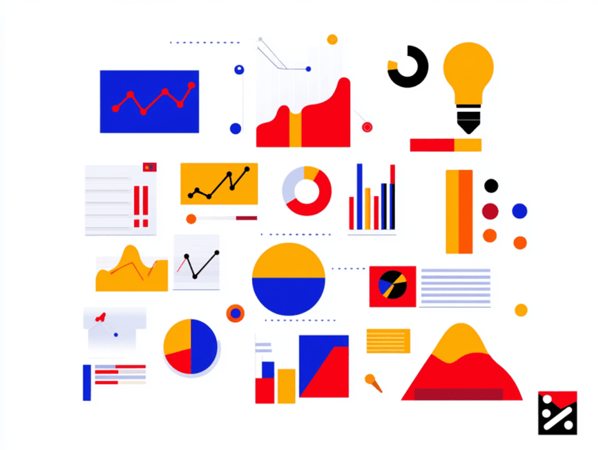 Colorful infographics and data visualizations.