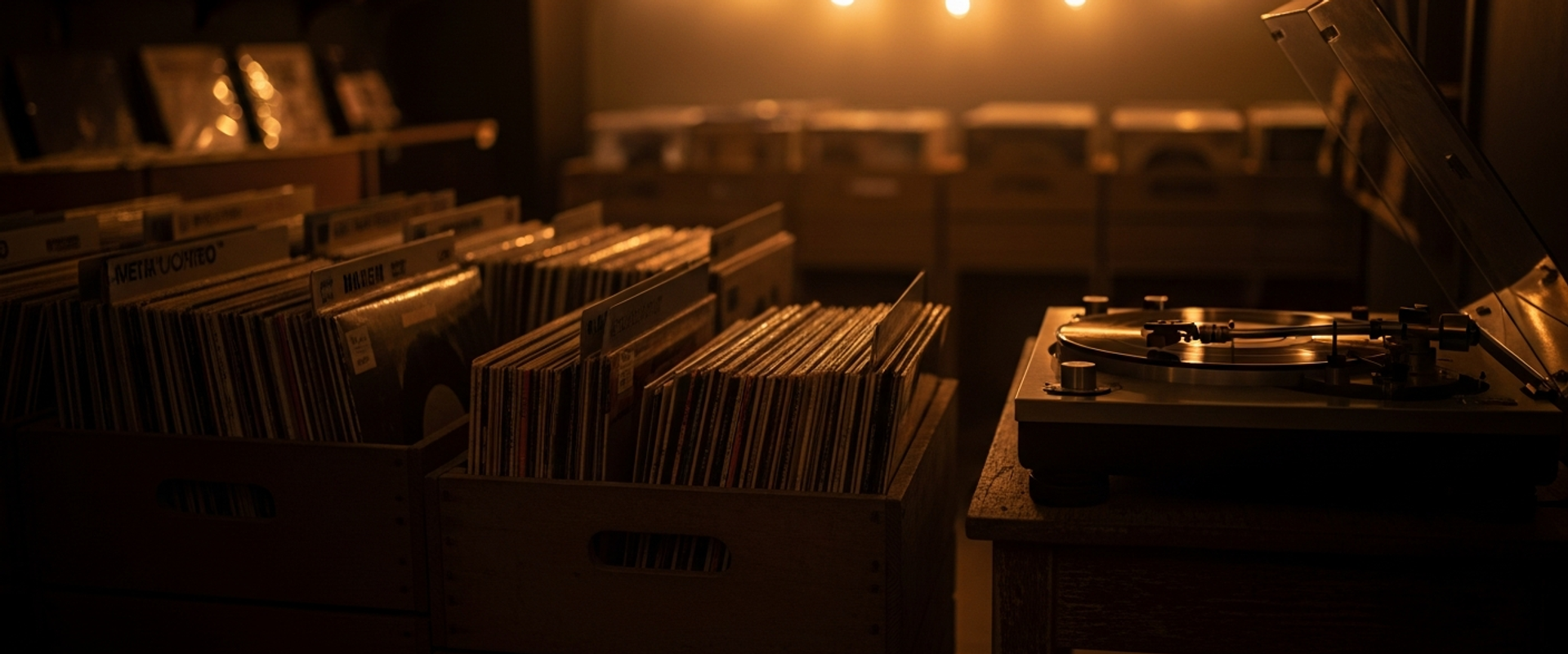 Indie music promotion with vintage instruments and vinyl records