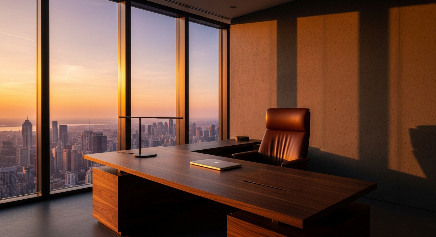 Luxury executive office at golden hour