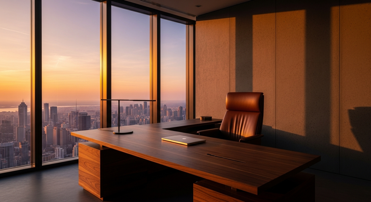 Luxury executive office at golden hour