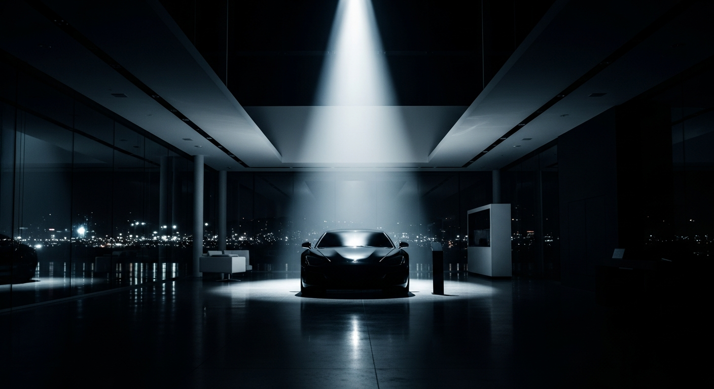Automotive digital marketing with luxury car showroom