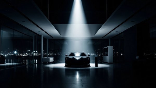 Automotive digital marketing with luxury car showroom