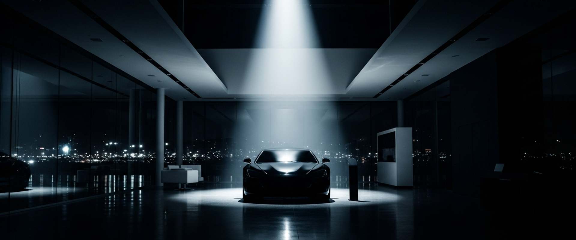 Automotive digital marketing with luxury car showroom
