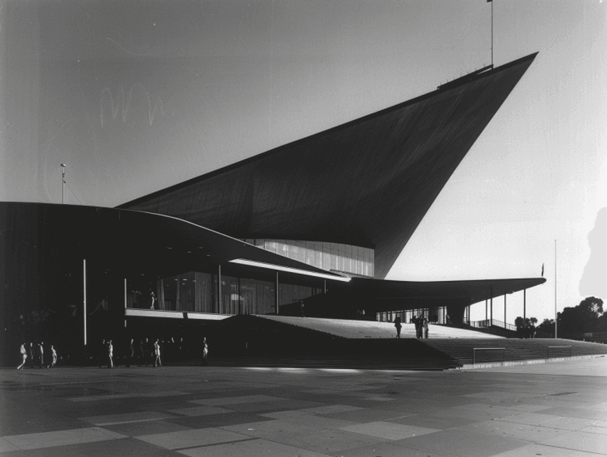 Dramatic architecture with sharp, angular roof design