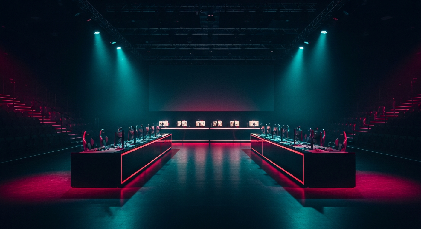 Esports arena stage lit for a live competition — Gaming & Esports Marketing
