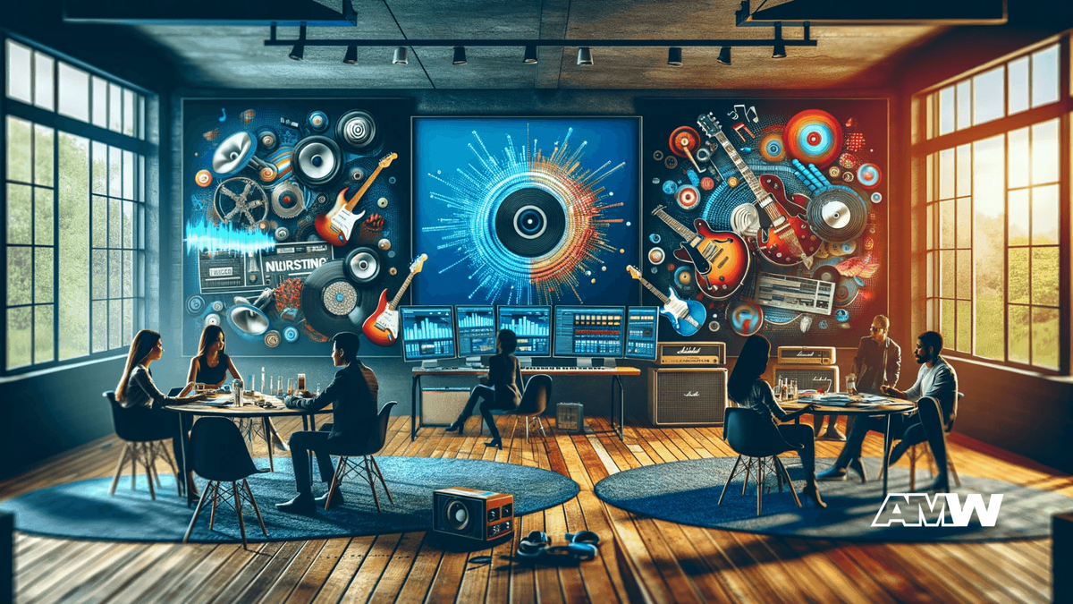 A person using YouTube ads to promote a small business, music.