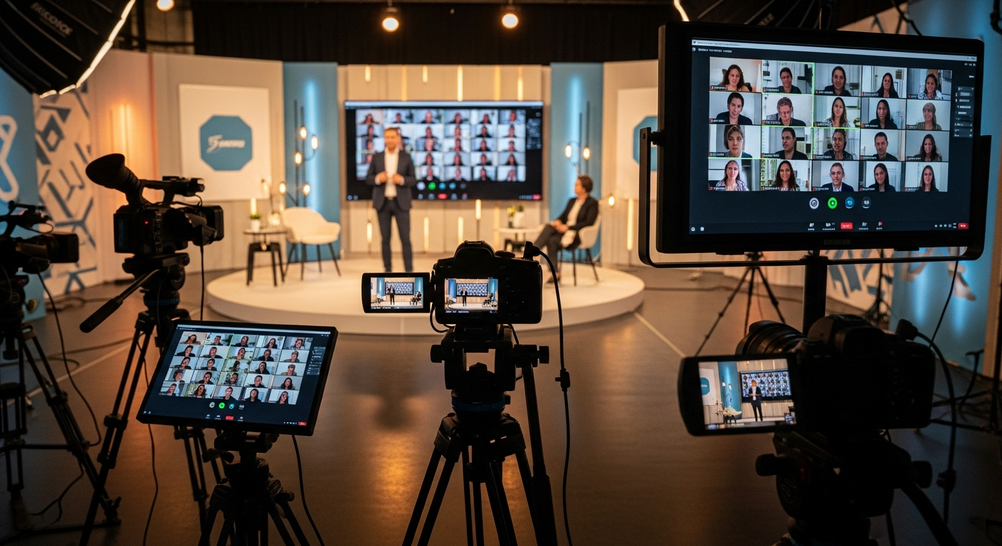 Hybrid and virtual event management - professional video production studio for hybrid events