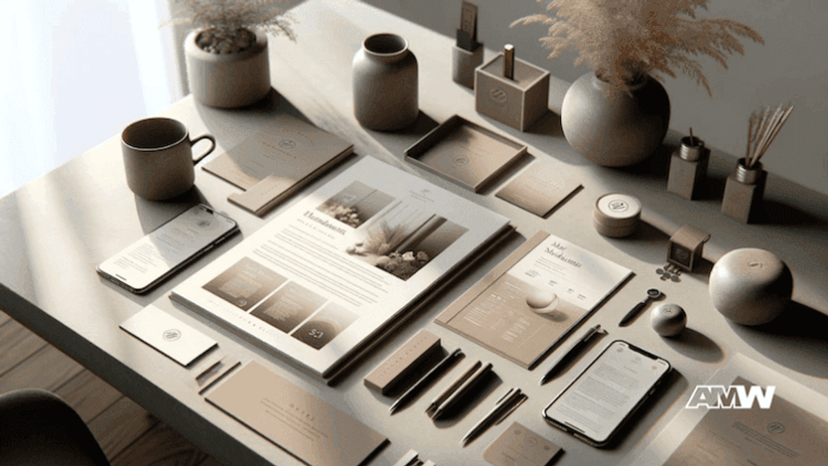 Minimalist desk setup with stationery and gadgets