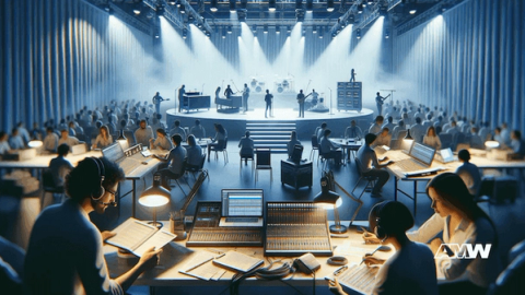 Music industry professional working on secrets to organizing successful music events and concerts