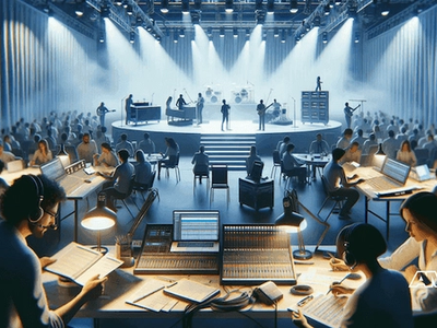 Music industry professional working on secrets to organizing successful music events and concerts