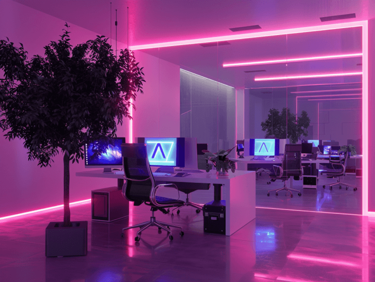 Modern office with neon lighting
