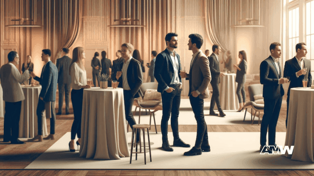 People networking at a social event.