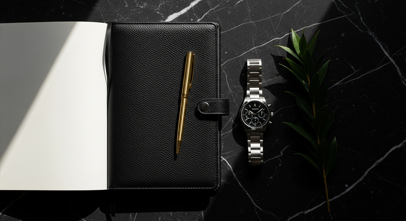 Luxury fashion editorial flat-lay representing premium PR strategy