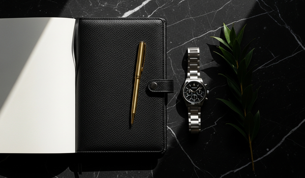Luxury fashion editorial flat-lay representing premium PR strategy
