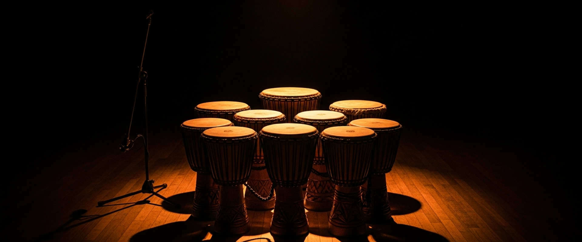 Afrobeats music promotion with vibrant percussion instruments