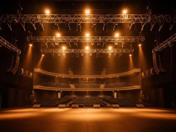 Music promotion services - concert venue stage with professional lighting rig