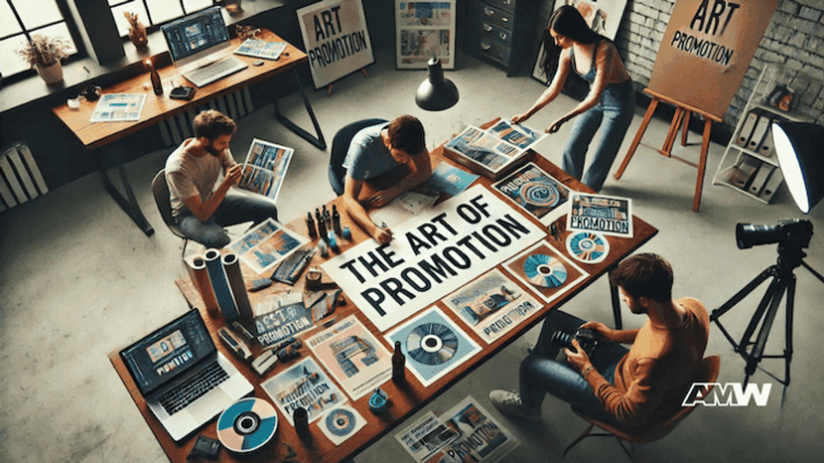 People working on art promotion campaign