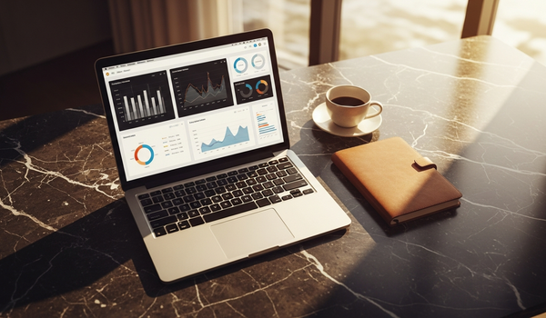 Premium workspace with analytics dashboard — best content marketing agencies for e-commerce brands