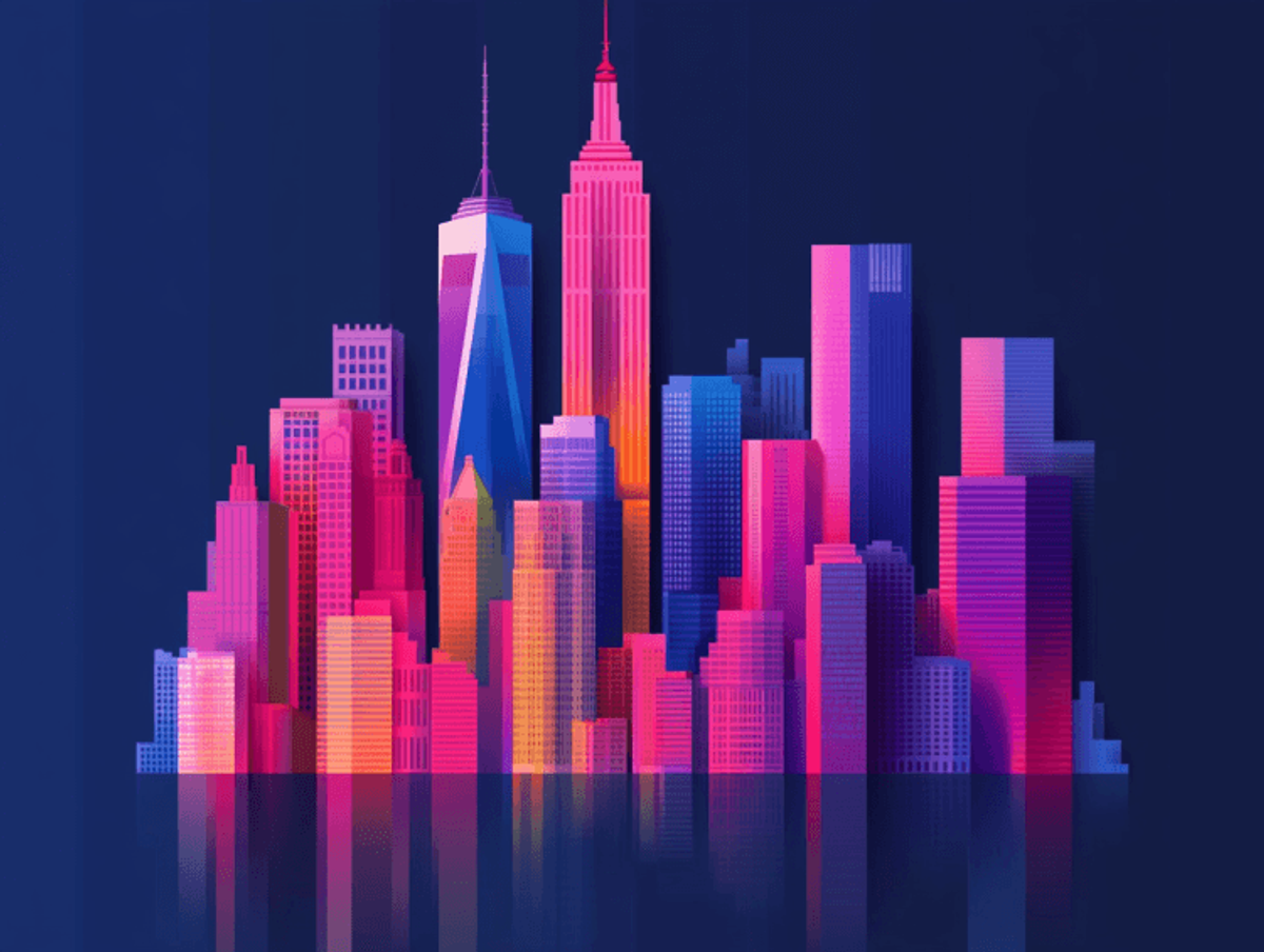 Colorful abstract city skyline illustration