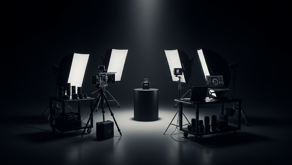 Luxury brand content studio with professional lighting setup