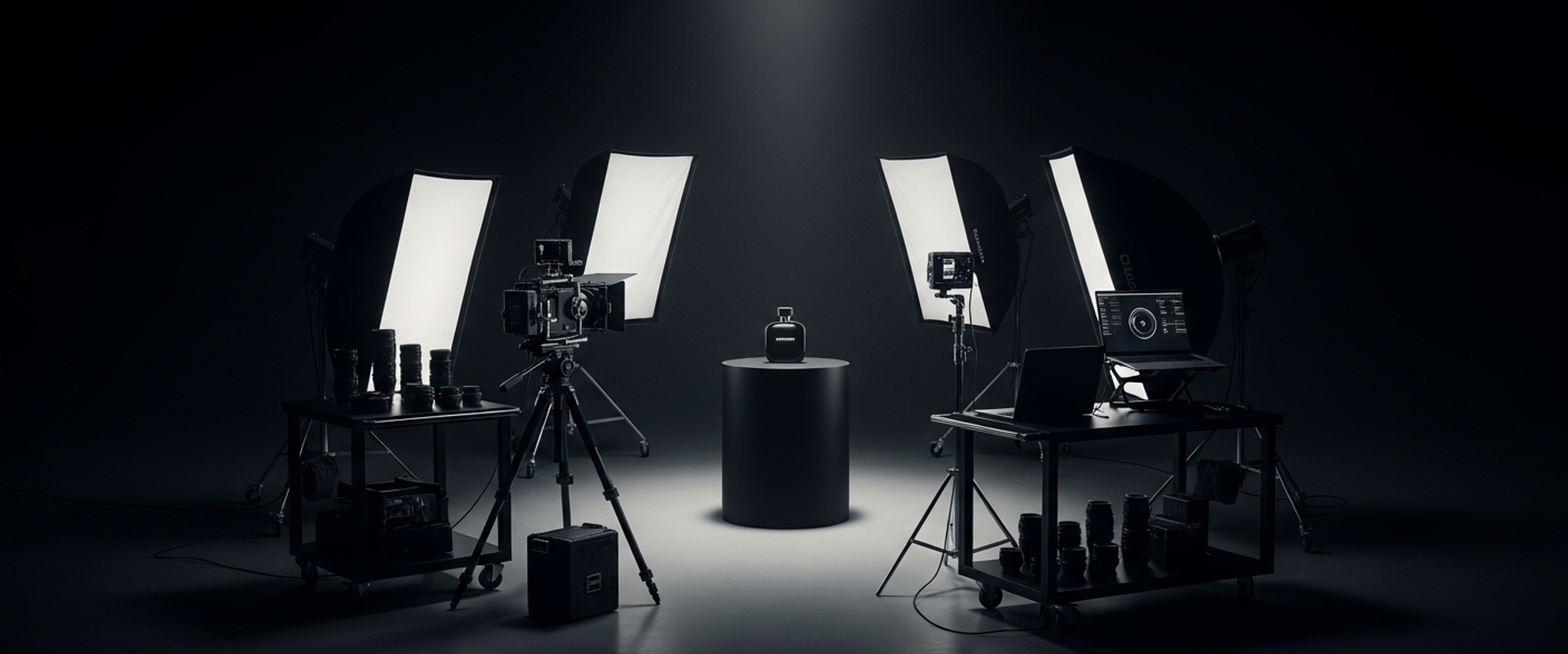 Luxury brand content studio with professional lighting setup